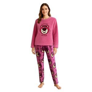Toy Story 3 Womens/Ladies Lotso Embossed Fleece Long Pyjama Set / Pink